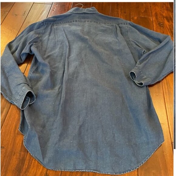 Polo Ralph Lauren oversized 100% linen navy long sleeve shirt M - Picture 10 of 11